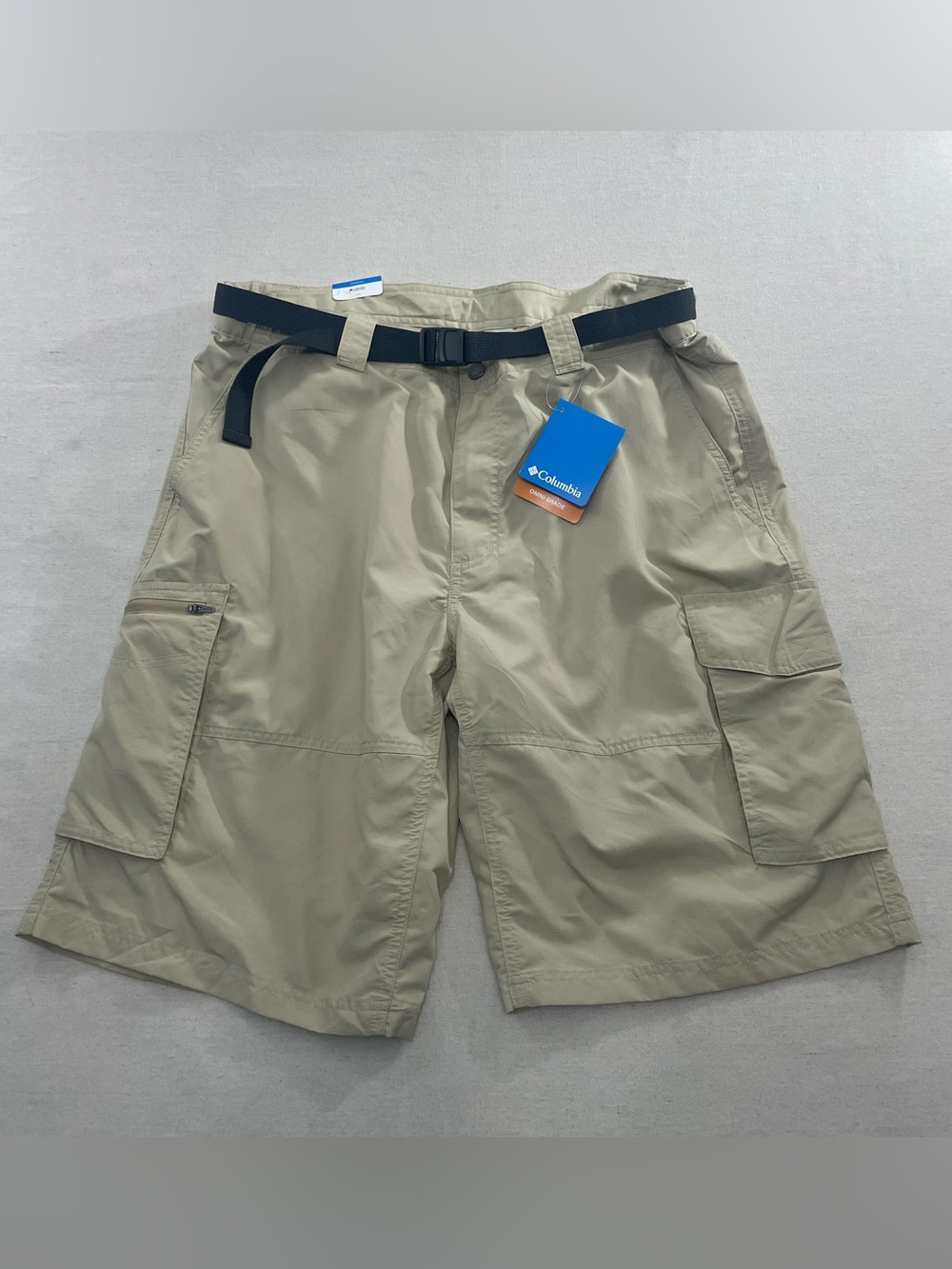 Columbia Shorts Mens 38 11" Tan Kestrel Trail Hiking Outdoors Belted Waist Carg